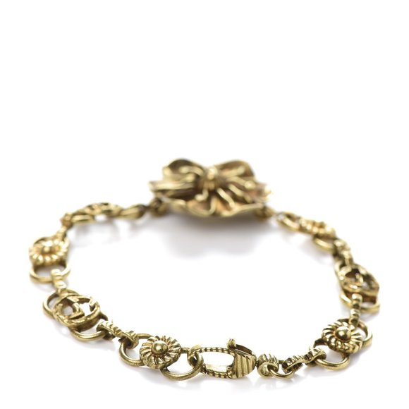 Gucci Metal Floral Bracelet in Aged Gold NEW IN BOX - Picture 3 of 8